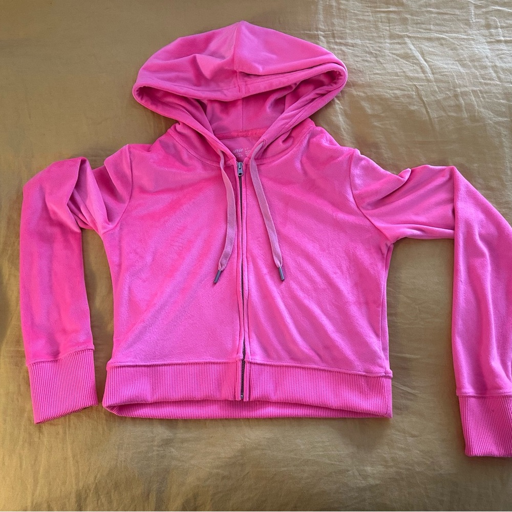 aerie Bright Pink Hooded Zip-Up Jacket
